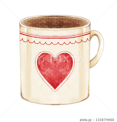 Coffee cup . Valentines day object . Watercolor painting elements . Illustration . Coffee cup . Valentines day object . Watercolor painting elements . Illustration . 110874988