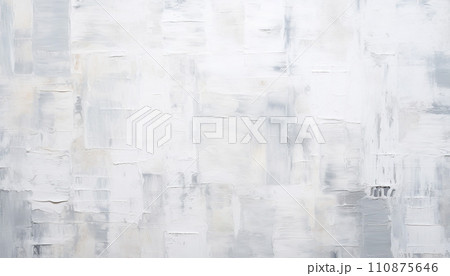 Abstract white oil paint brushstrokes texture pattern contemporary painting wallpaper background AI generated 110875646
