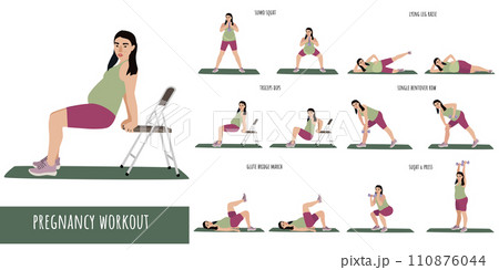 Asian pregnant woman fitness workout set 110876044