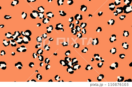 Abstract modern leopard seamless pattern. Animals trendy background. Color decorative vector stock illustration for print, card, postcard, fabric, textile. Modern ornament of stylized skin 110876103