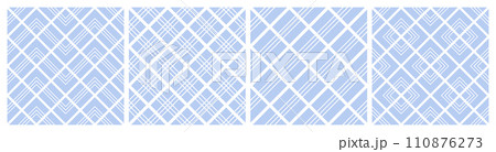 Set of Seamless Geometric Checked Light Blue Patterns. Vector Art. Set of Seamless Geometric Checked Light Blue Patterns. Vector Art. 110876273