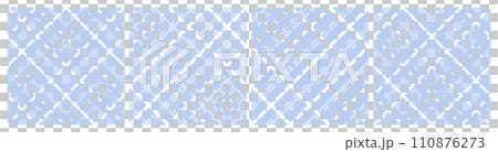 Set of Seamless Geometric Checked Light Blue Patterns. Vector Art. Set of Seamless Geometric Checked Light Blue Patterns. Vector Art. 110876273