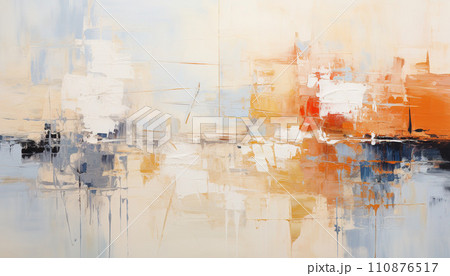 Abstract orange and blue oil paint brushstrokes texture painting wallpaper background pattern backdrop AI generated 110876517