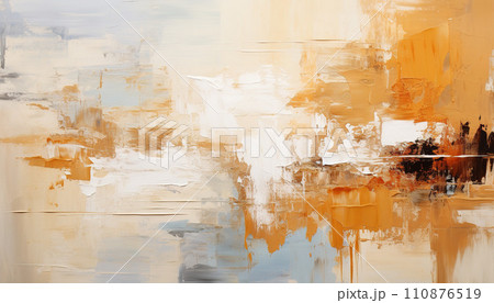 Abstract orange and blue oil paint brushstrokes texture painting wallpaper background pattern backdrop AI generated 110876519