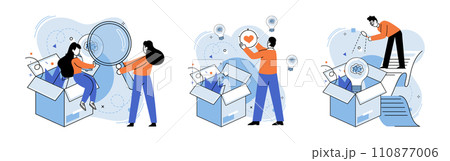 Idea in a box vector illustration. Innovative solutions often emerge from fertile soil creative minds Research is compass guiding journey beyond boundaries box Strategic thinking breaks down walls Idea in a box vector illustration. Innovative solutions often emerge from fertile soil creative minds Research is compass guiding journey beyond boundaries box Strategic thinking breaks down walls 110877006