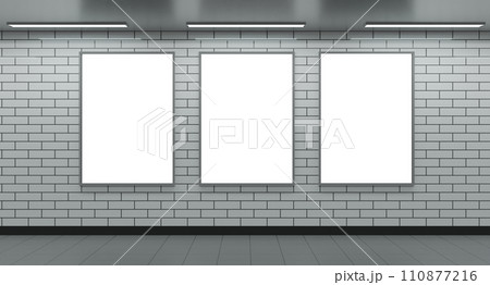 地下鉄のB0ポスターモックアップ縦向き3枚 110877216
