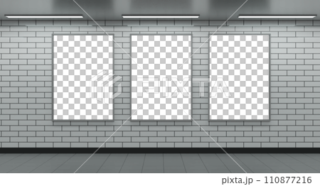 地下鉄のB0ポスターモックアップ縦向き3枚 110877216