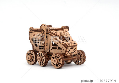 Isolation of assembled from a wooden constructor car. Eco constructor. Concept Isolation of assembled from a wooden constructor car. Eco constructor. Concept 110877914