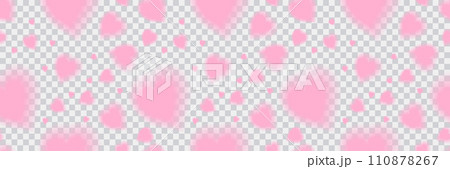 Romantic y2k pink heart seamless pattern banner on transparent background. Stock vector illustration in 2000s style. 110878267