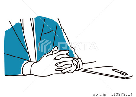 面談をするビジネスマンの手元 110878314