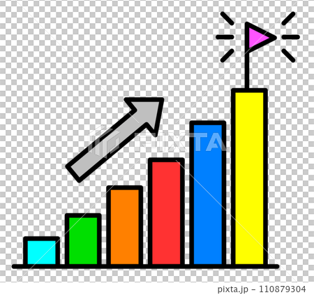 Illustration of increasing data aggregated into a bar graph 110879304