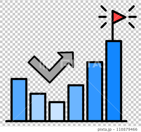 Illustration of a bar graph that aggregates data on an increasing trend 110879466