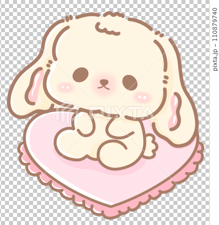 Hand drawn doodle cartoon style illustration of cute kawaii bunny for Valentines day with the heart and love theme pink pastel Hand drawn doodle cartoon style illustration of cute kawaii bunny for Valentines day with the heart and love theme pink pastel 110879740