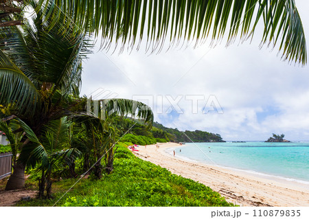 Anse Royale beach on a summer day, Seychelles. Coastal view Anse Royale beach on a summer day, Seychelles. Coastal view 110879835