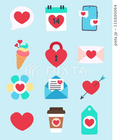 Bundle of valentines day set vector illustration design 110880064