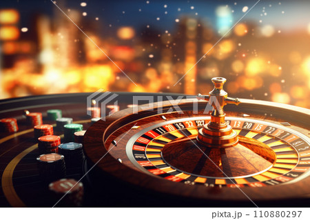high contrast image of casino roulette in motion 110880297