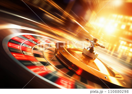 high contrast image of casino roulette in motion 110880298