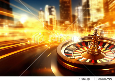 high contrast image of casino roulette in motion 110880299