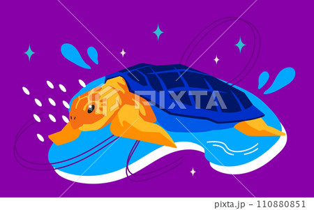 Giant sea turtle - modern colored vector illustration Giant sea turtle - modern colored vector illustration 110880851