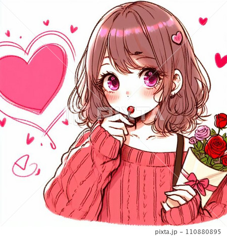 バレンタインデーの女性 バレンタインデーの女性 110880895