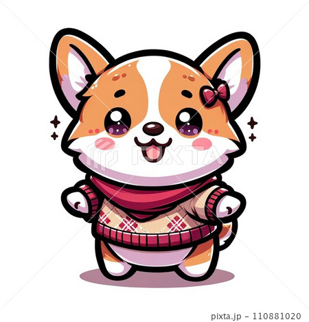 洋服を着たコーギー犬のかわいいイラスト 洋服を着たコーギー犬のかわいいイラスト 110881020