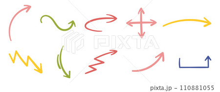 Hand-Drawn Freehand Emphasis Arrows, Swirls, and Doodles. Perfect for Highlighting Text and Adding Artistic Flair to Presentations and Educational Graphs. 110881055