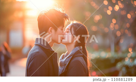 キスをするカップル キスをするカップル 110881289