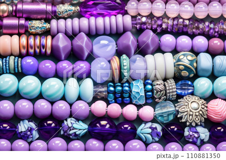 Top view of violet beads as background Top view of violet beads as background 110881350