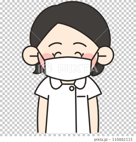 身穿白大褂、戴口罩的女護士插畫 身穿白大褂、戴口罩的女護士插畫 110882115