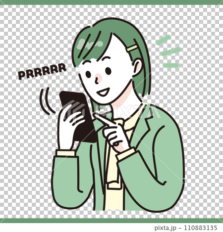 A female office worker who takes an incoming call on a smartphone 110883135