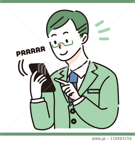 スマホでかかってきた電話を取る会社員 男性 110883158
