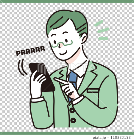 スマホでかかってきた電話を取る会社員 男性 110883158