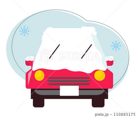 雪が積もった車。積雪と自動車。ベクターイラスト 110883175