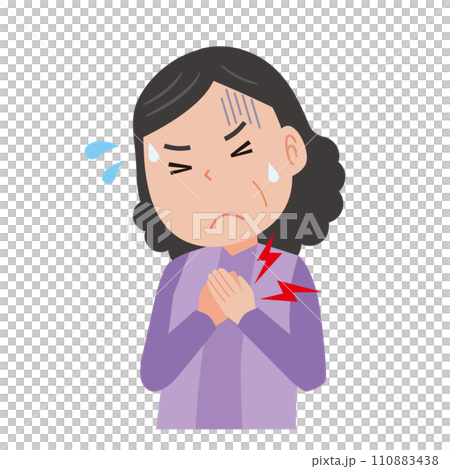 胸が痛い中年女性 110883438