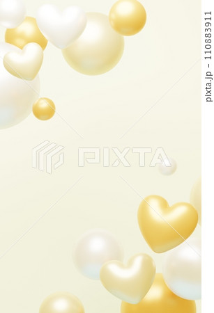 3D背景素材_ハート_黄色 3D背景素材_ハート_黄色 110883911