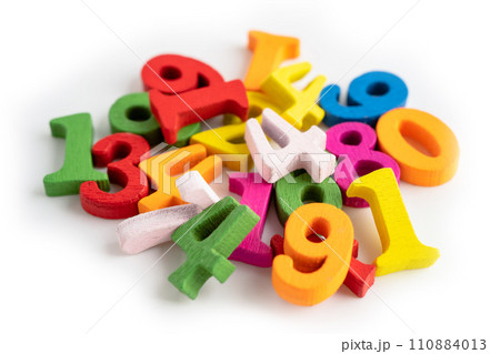 Math number colorful on white background, education study mathematics learning teach concept. Math number colorful on white background, education study mathematics learning teach concept. 110884013