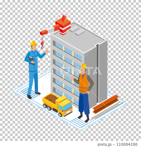 マンションを建設する人々 110884280