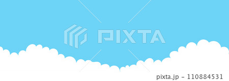 Clouds wide bordering. Painted white clouds on blue background. Simple vector illustration 110884531