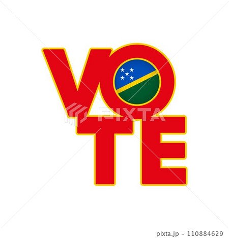 Vote sign, postcard, poster. Solomon Islands flag. Vector illustration. 110884629