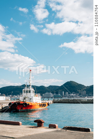 Shimonoseki Kanmon Straits port and Kitakyushu Moji town in Yamaguchi, Japan 110884764