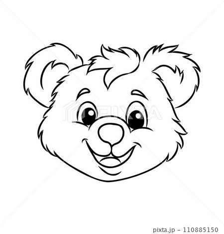 Outlined happy teddy bear raising his arms. Coloring page 110885150