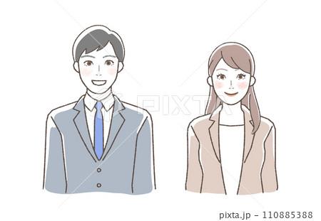 笑顔のビジネスイラスト,男女. 110885388