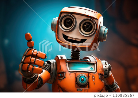 Cute Robot Showing Thumb Up 110885567