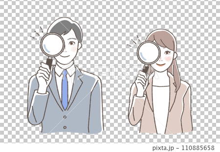 Business illustration of a man and woman doing research. Business illustration of a man and woman doing research. 110885658