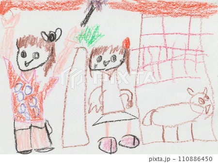 子供が描いたニワトリの絵のイラスト素材 [110886450] - PIXTA