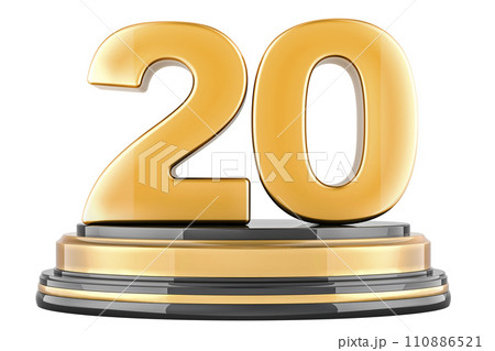 Golden 20 podium, award concept. 3D rendering 110886521