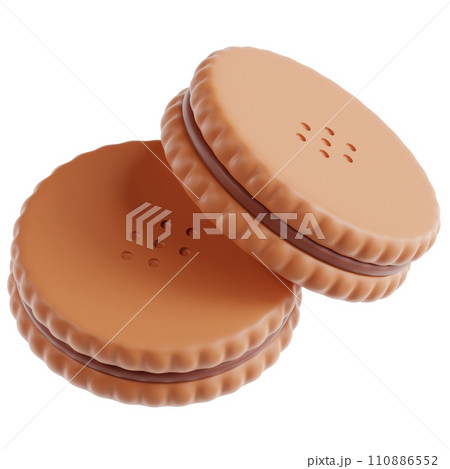 3d render cream biscuit. Cream biscuit 3d icon transparent background PNG 110886552