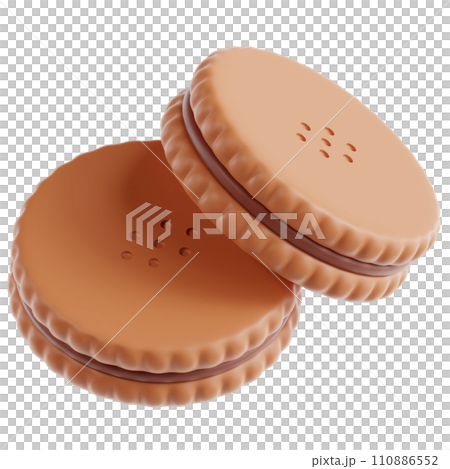 3d render cream biscuit. Cream biscuit 3d icon transparent background PNG 110886552