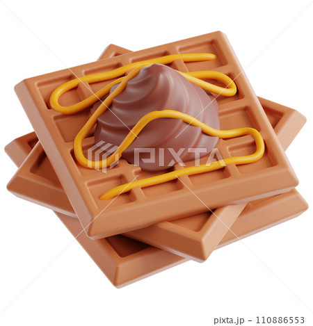 3D render Waffle. Waffle 3d icon transparent background PNG 110886553