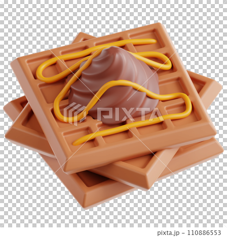3D render Waffle. Waffle 3d icon transparent background PNG 110886553